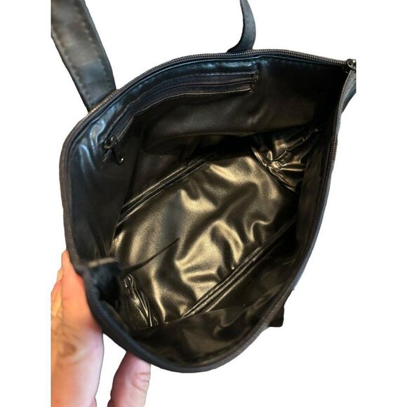 Mary Kay Black Striped Handbag With Zipper & Handles - Picture 10 of 11